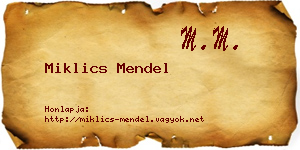 Miklics Mendel névjegykártya